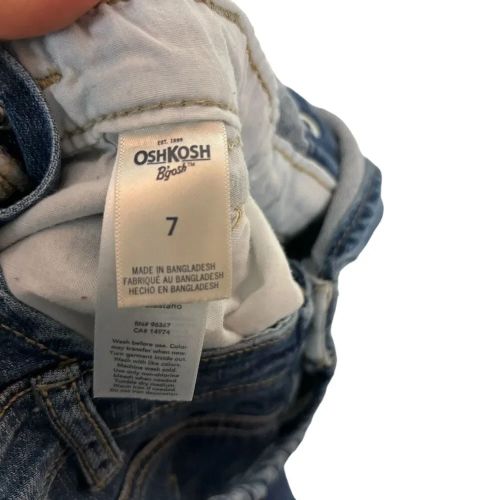 Osh Kosh B'gosh Blue Denim Overalls Braided Straps Size 7